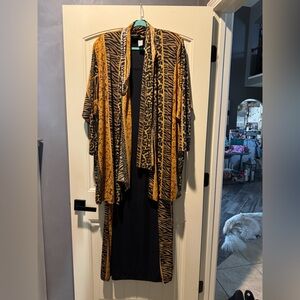 Vintage women’s plus  2 pc jacket dress set animal print Jamp fashion one size